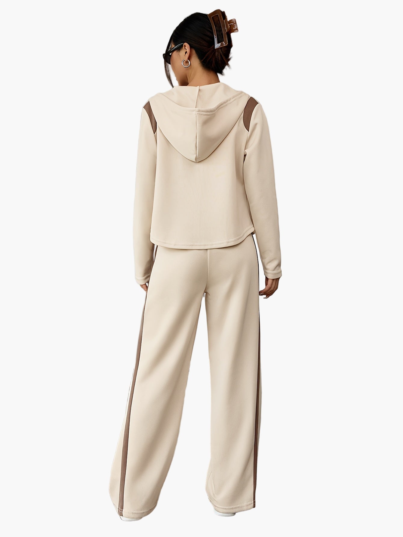 Ensemble de survêtement femme style décontracté avec veste à capuche et pantalon ample