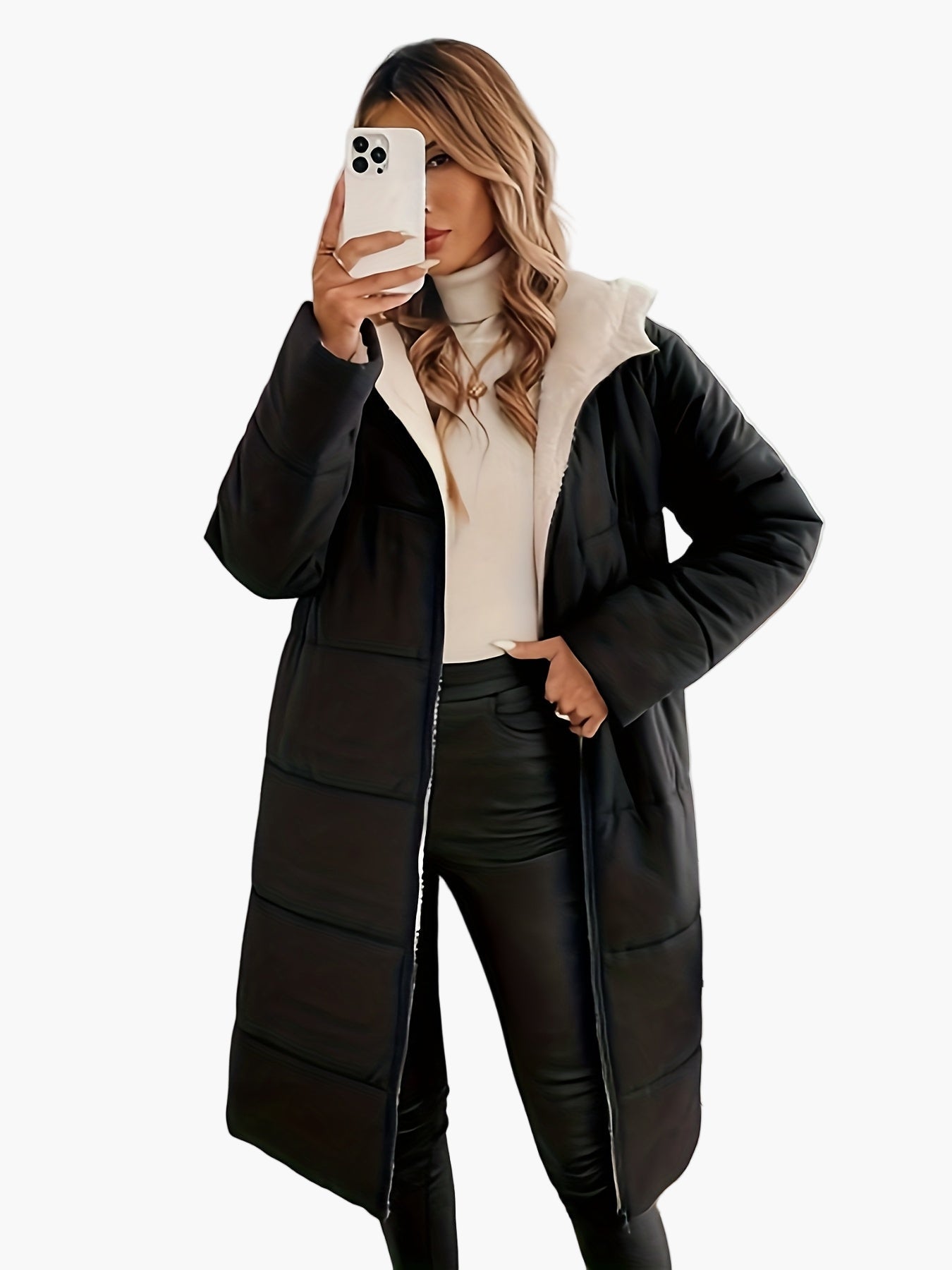 Manteau long d'hiver élégant pour femme – coupe moderne, style urbain, usage quotidien