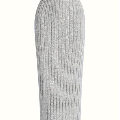 Jupe longue côtelée taille haute pour femme, style casual chic, idéale pour le printemps