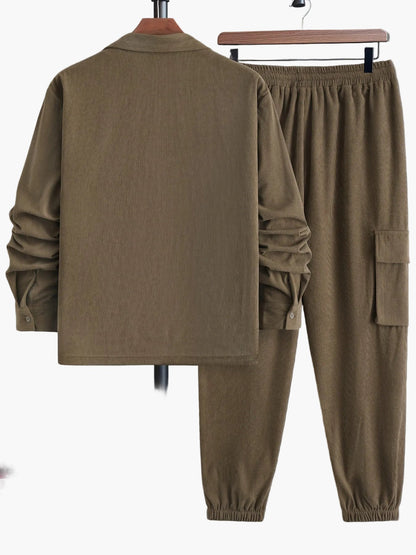 Ensemble Décontracté pour Homme – Veste Chemise et Pantalon Cargo Style Urbain