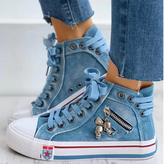 Carol – Chaussures Hautes Respirantes à Lacets Plates Grande Taille