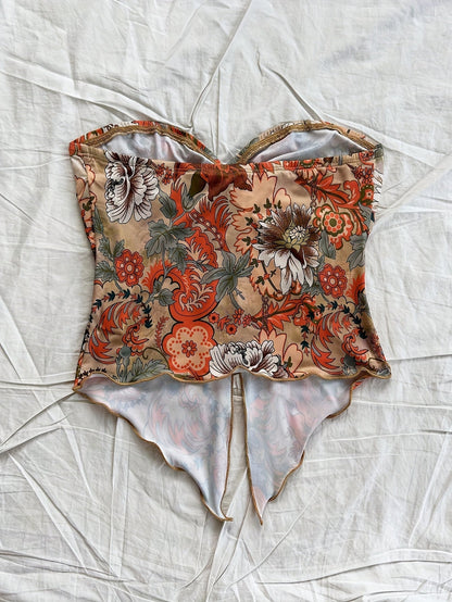 Vintage style floral bustier top for women - ideal for summer and festivals