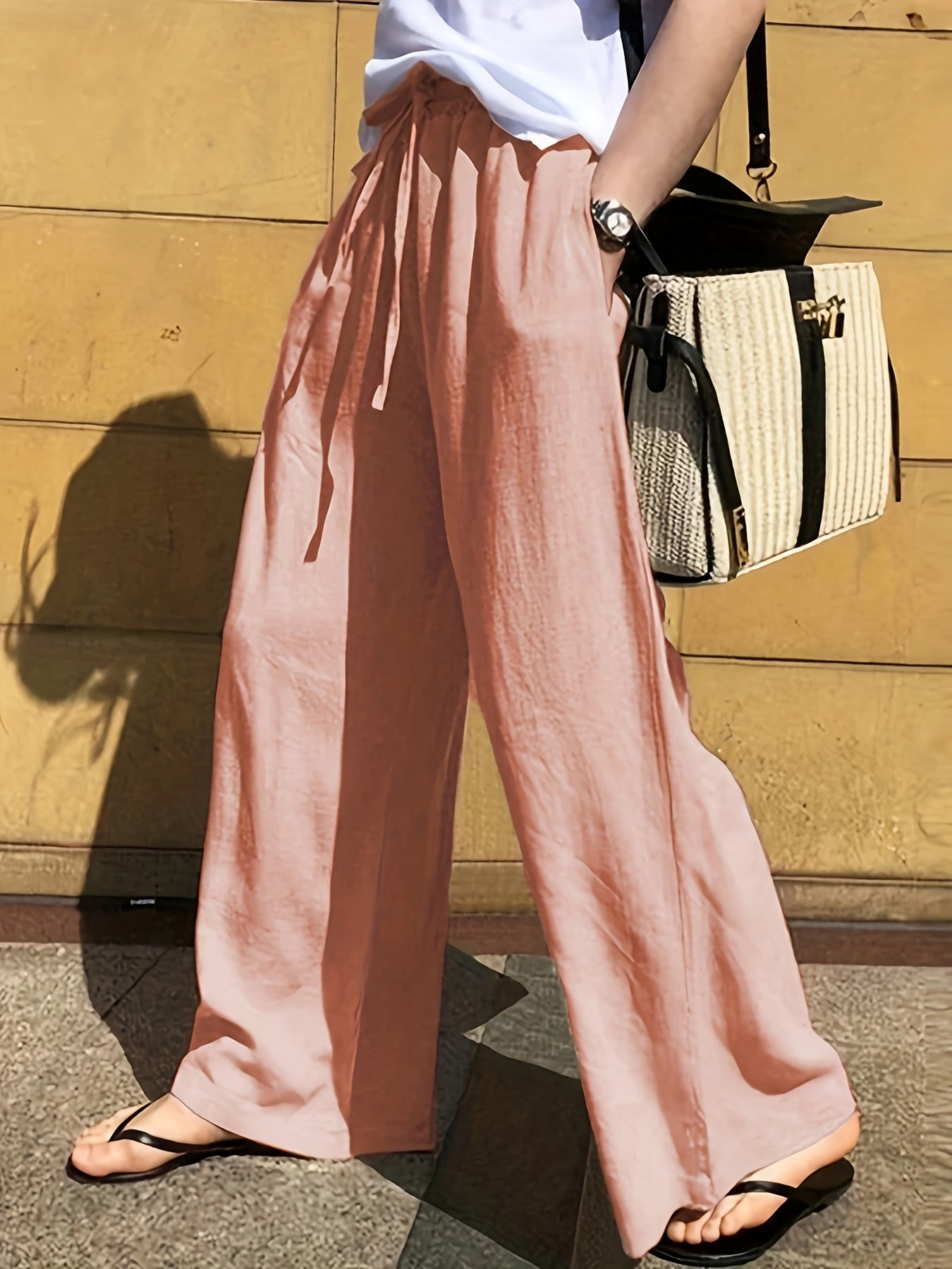 Pantaloni larghi donna stile casual chic con vita a coulisse – Ideali per primavera ed estate