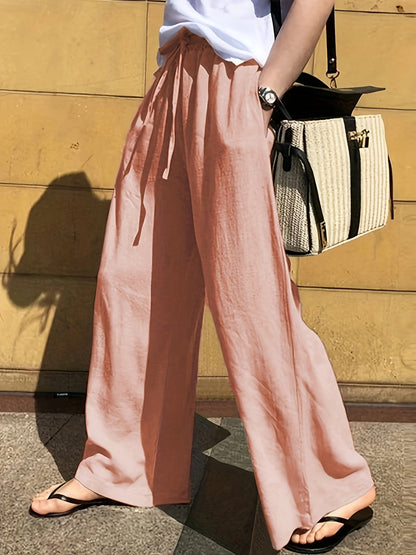Pantaloni larghi donna stile casual chic con vita a coulisse – Ideali per primavera ed estate