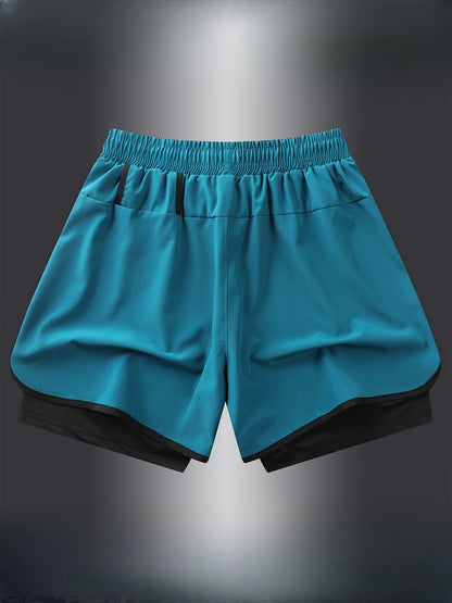 Short de sport homme 2-en-1 style running avec sous-short intégré