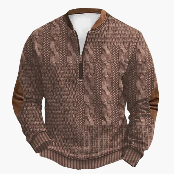 Pull décontracté à col zippé style tricot pour homme – Look moderne pour l’automne et l’hiver