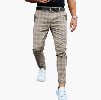 Pantalon chino à carreaux style slim pour homme – Élégance urbaine et confort quotidien