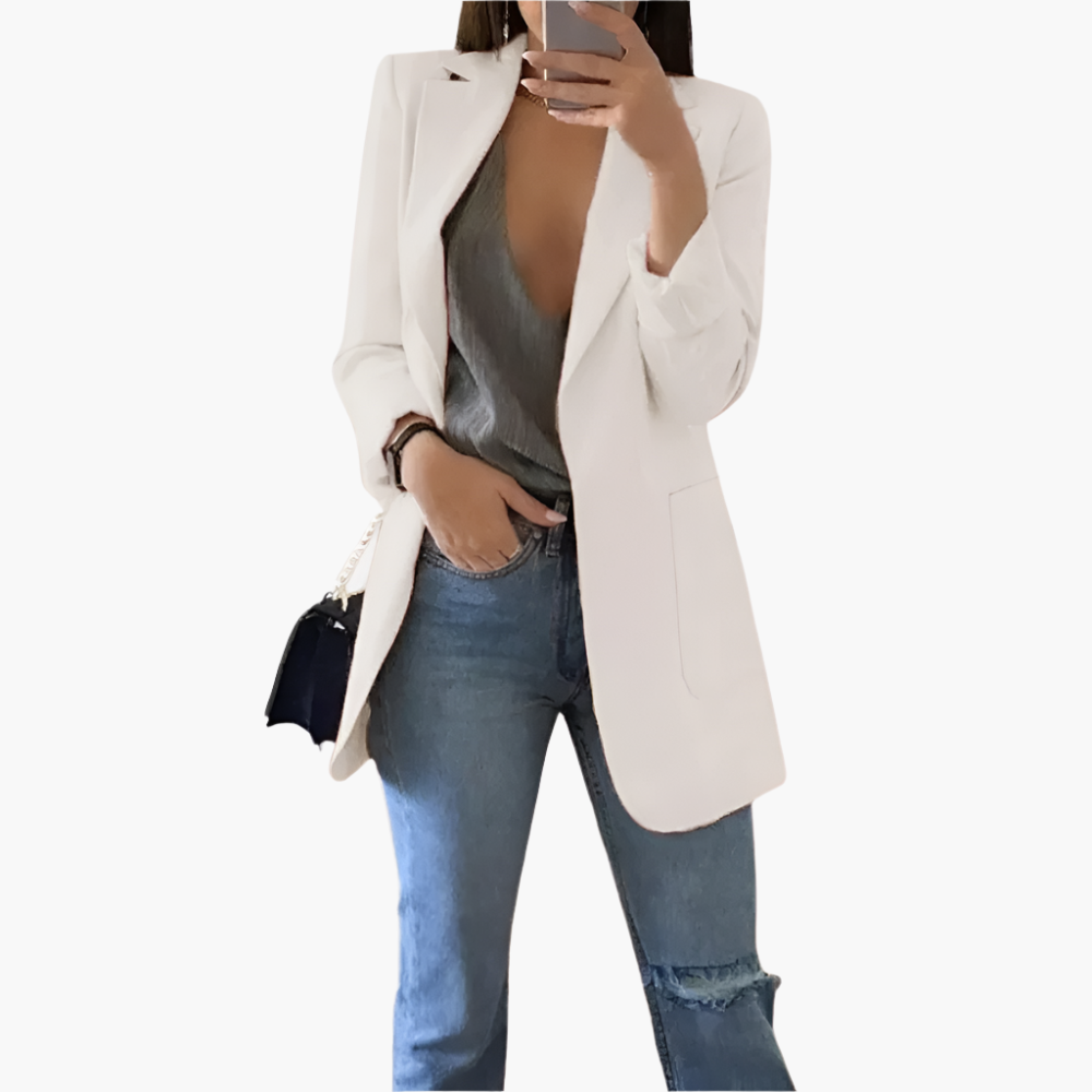 Blazer Longue Élégante pour Femme – Style Chic et Polyvalent pour Bureau ou Sortie