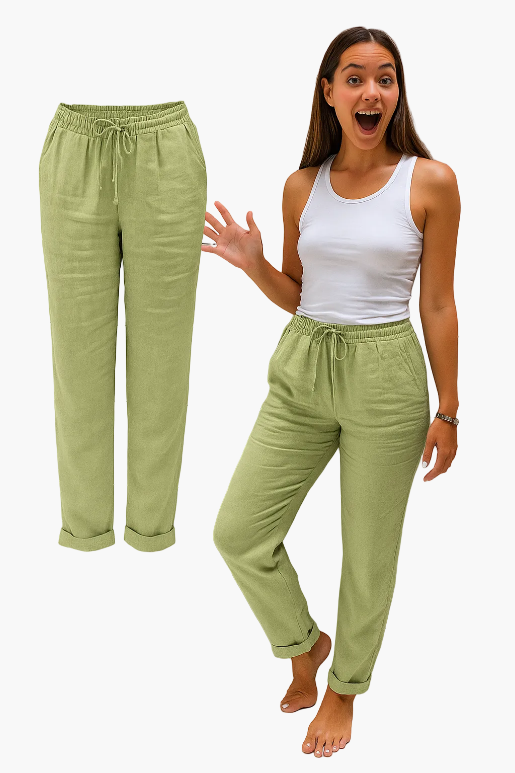 Women's relaxed trousers casual style elastic waist for daily use