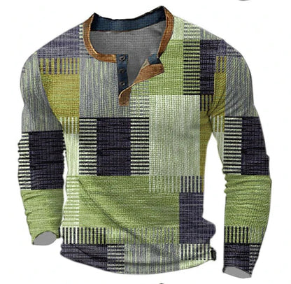 Pull Henley Homme Style Patchwork Moderne pour Automne et Hiver