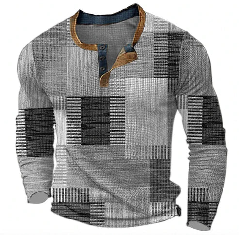 Pull Henley Homme Style Patchwork Moderne pour Automne et Hiver