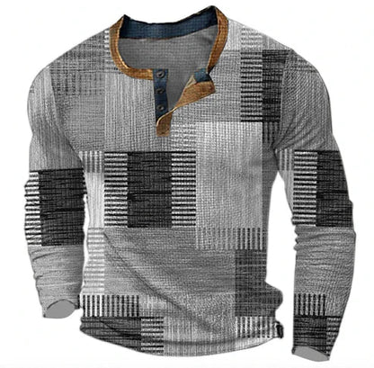 Pull Henley Homme Style Patchwork Moderne pour Automne et Hiver