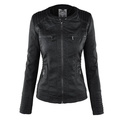 Gisèle - Veste en Cuir avec Capuche