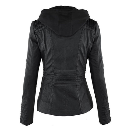 Gisèle - Veste en Cuir avec Capuche