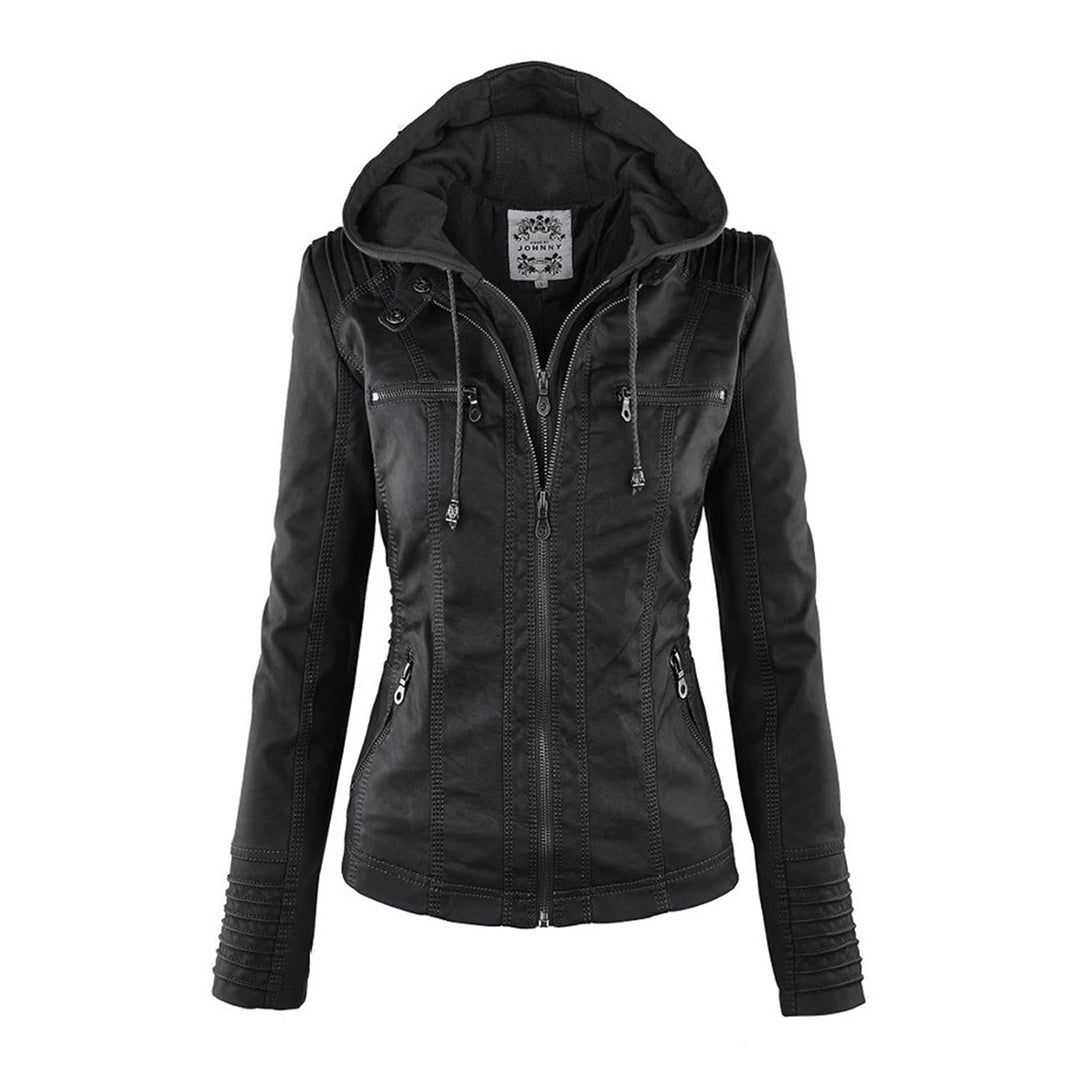 Gisèle - Veste en Cuir avec Capuche