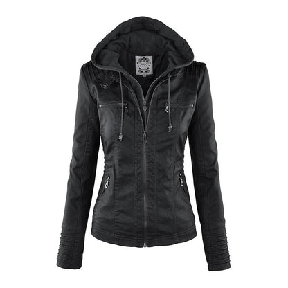 Gisèle - Veste en Cuir avec Capuche