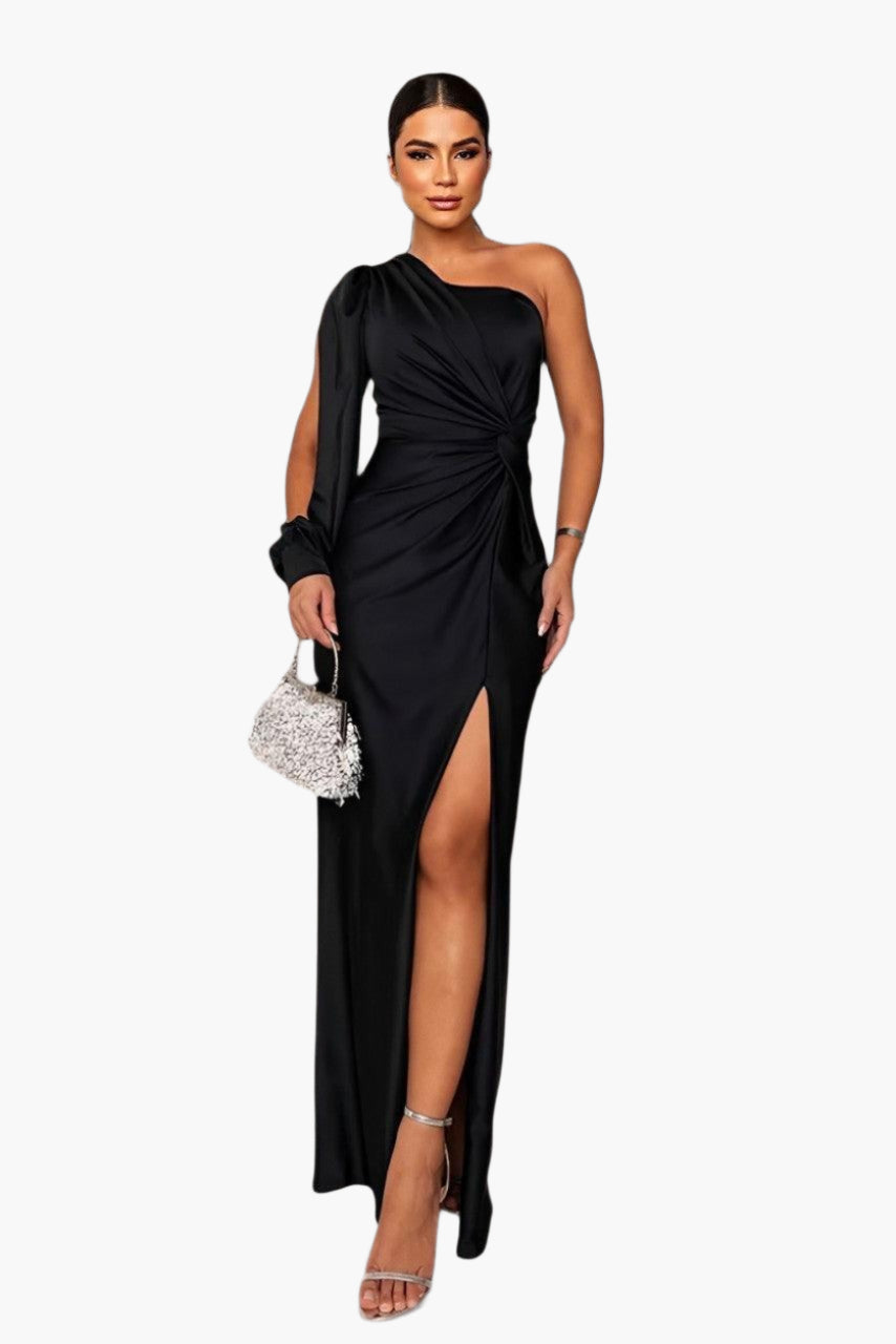 Robe de soirée élégante femme style asymétrique une épaule pour événements et cérémonies