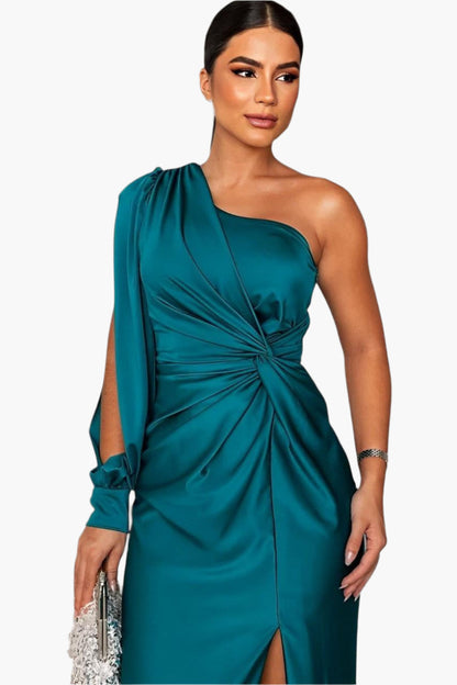 Robe de soirée élégante femme style asymétrique une épaule pour événements et cérémonies