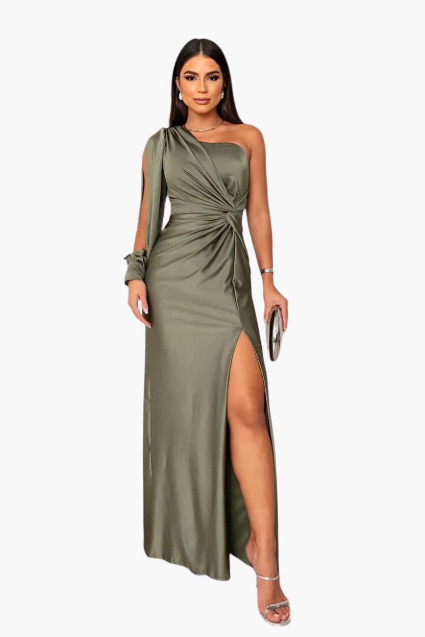 Robe de soirée élégante femme style asymétrique une épaule pour événements et cérémonies