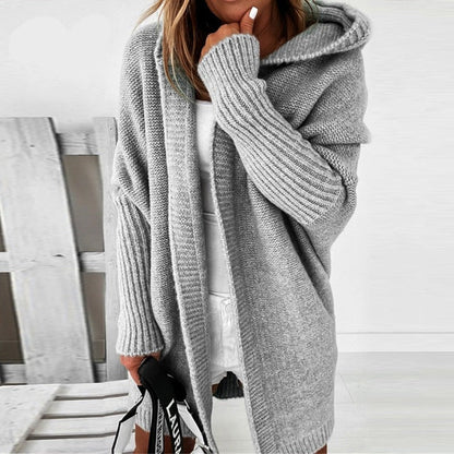 Cardigan Femme Décontracté à Capuche Style Cocooning, Idéal pour l’Automne et l’Hiver