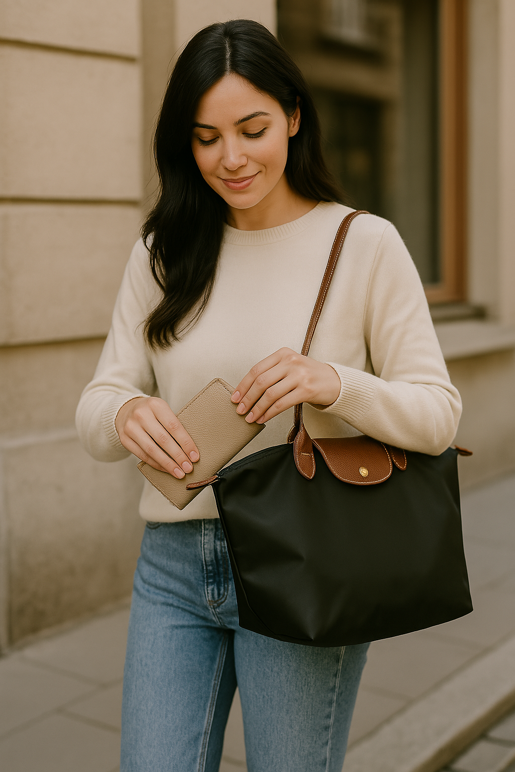 Elegant classic style women's tote bag for daily use and outings