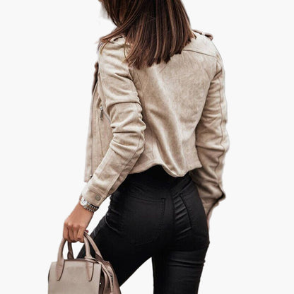 Veste motard urbaine pour femme, coupe courte, style tendance et polyvalent