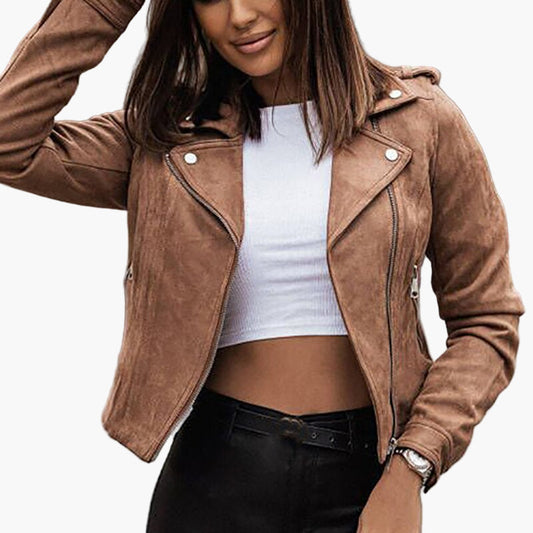Veste motard urbaine pour femme, coupe courte, style tendance et polyvalent