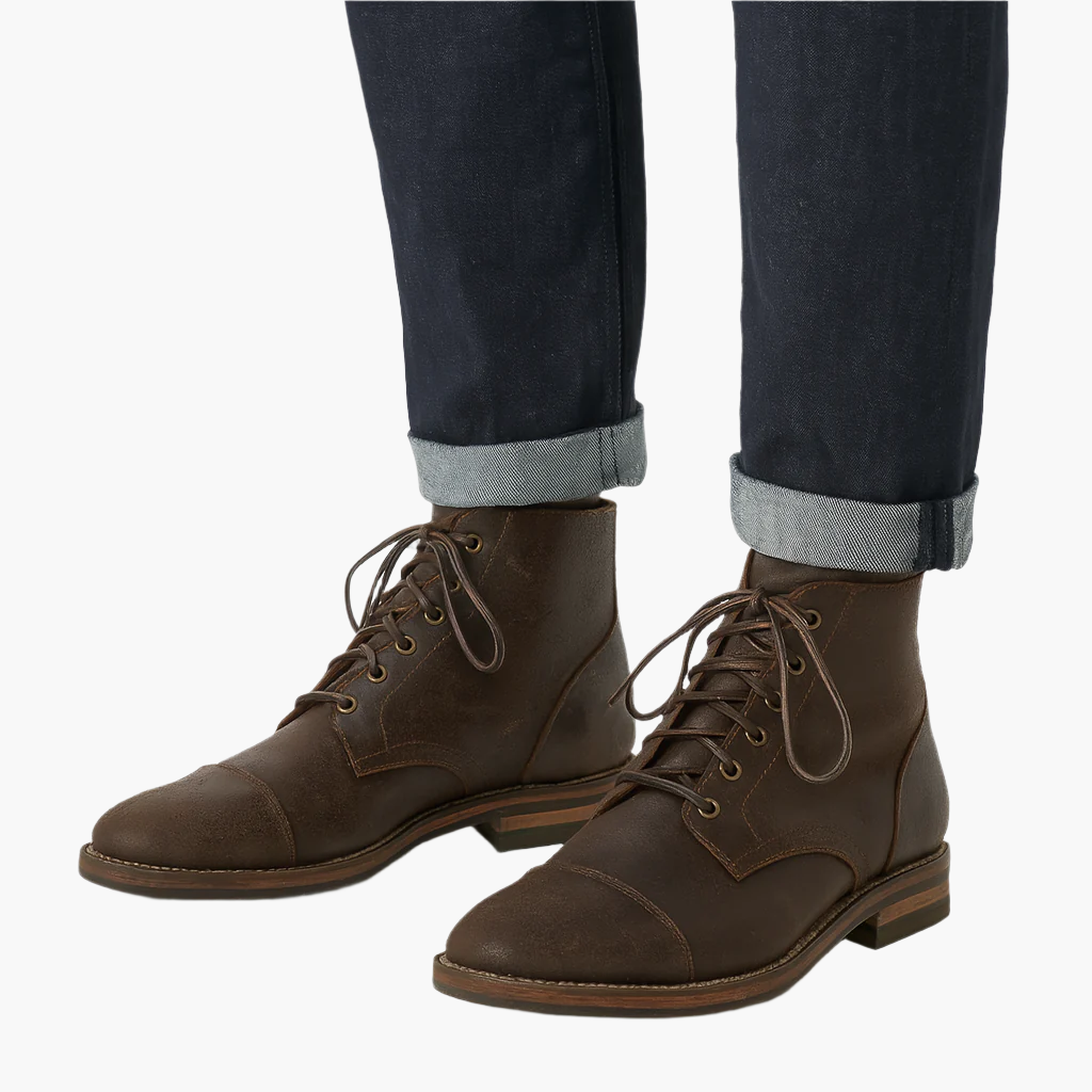 Bottes en cuir pour homme style décontracté et élégant – Chaussures montantes robustes