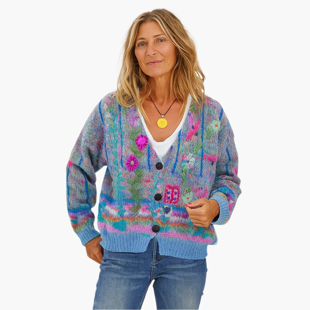 Cardigan femme artistique bohème style tricot pour l'automne et l'hiver