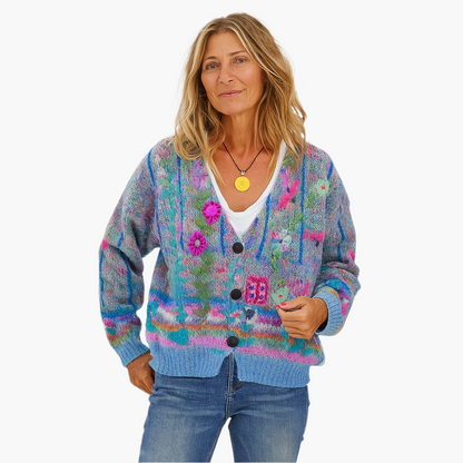 Cardigan femme artistique bohème style tricot pour l'automne et l'hiver