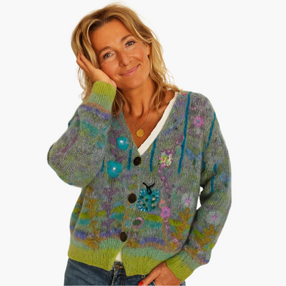 Cardigan femme artistique bohème style tricot pour l'automne et l'hiver