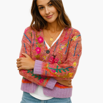 Cardigan femme artistique bohème style tricot pour l'automne et l'hiver