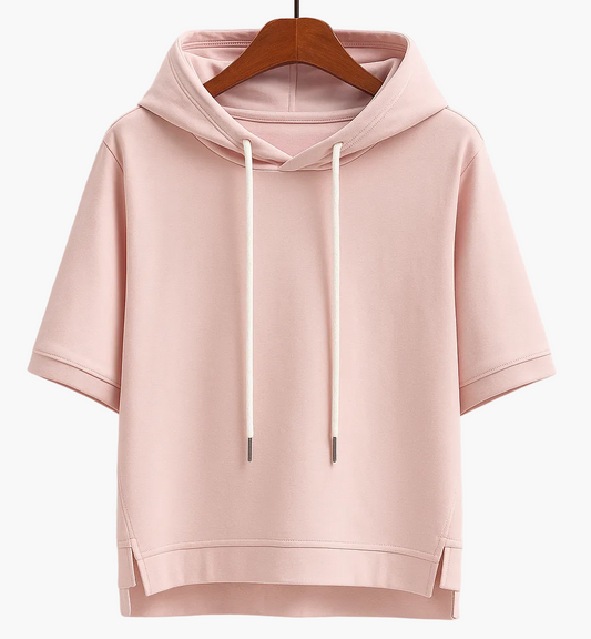 Sweat à Capuche Femme Manches Courtes Style Décontracté Urbain