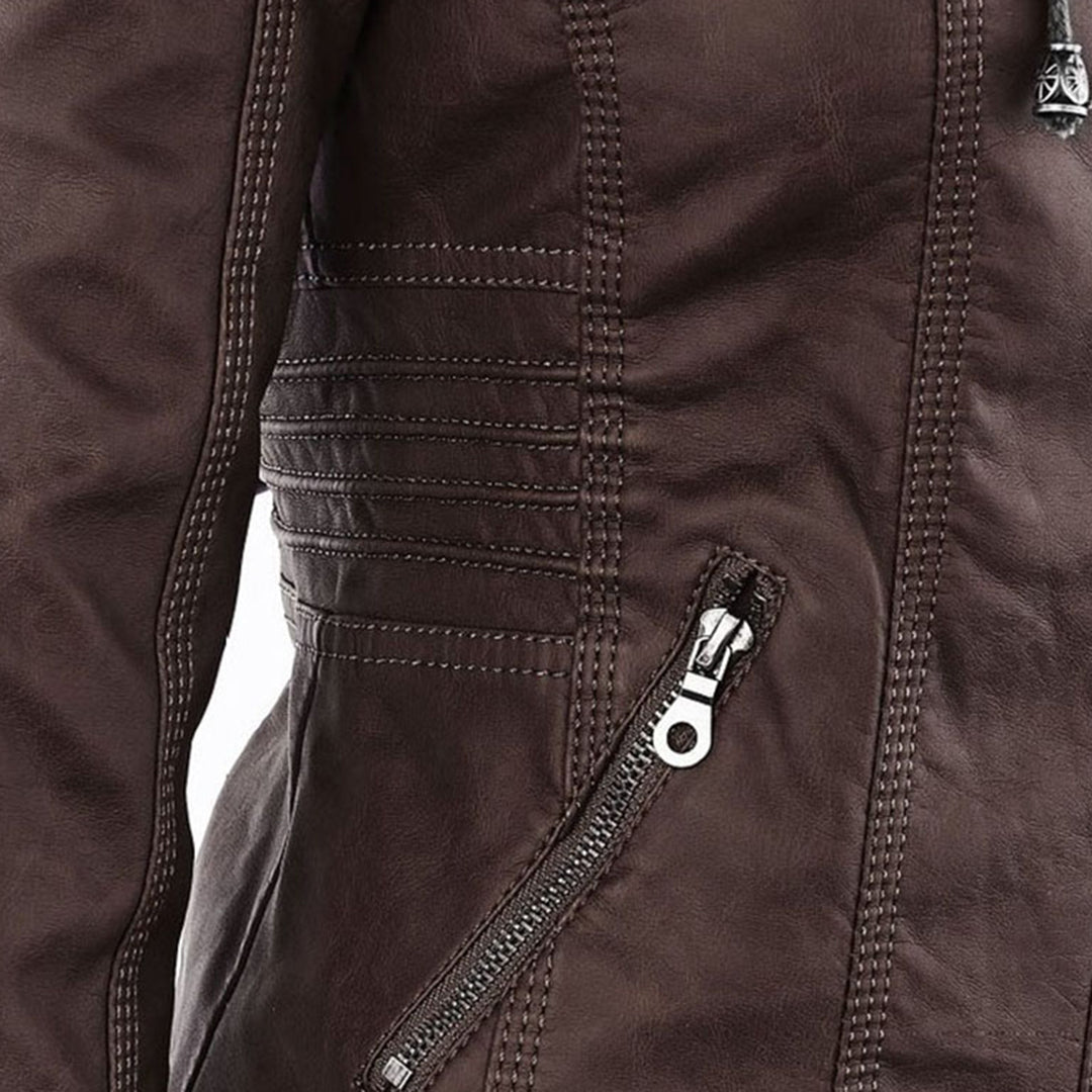 Gisèle - Veste en Cuir avec Capuche