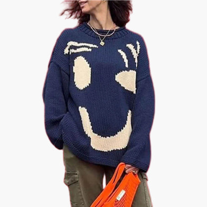 Pull en maille détente style artistique pour femme – Look décontracté et original