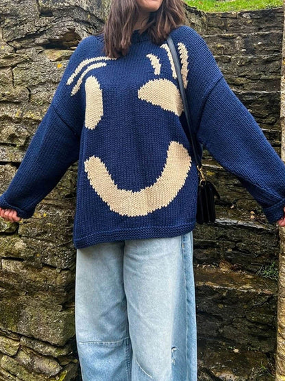 Pull en maille détente style artistique pour femme – Look décontracté et original