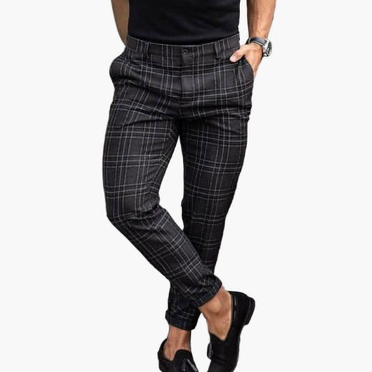 Pantalon chino à carreaux style slim pour homme – Élégance urbaine et confort quotidien