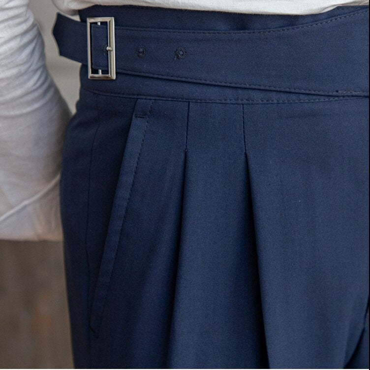 Pantalon habillé taille haute à pinces pour homme – Style élégant et ajusté, idéal affaires et occasions formelles
