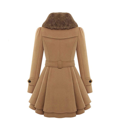 Manteau d'Hiver Long Élégant à Col Fourrure pour Femme, Style Tendance et Chaud