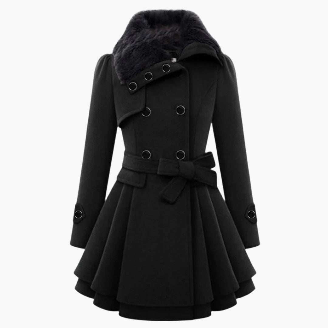 Manteau d'Hiver Long Élégant à Col Fourrure pour Femme, Style Tendance et Chaud