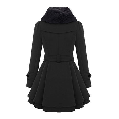 Manteau d'Hiver Long Élégant à Col Fourrure pour Femme, Style Tendance et Chaud