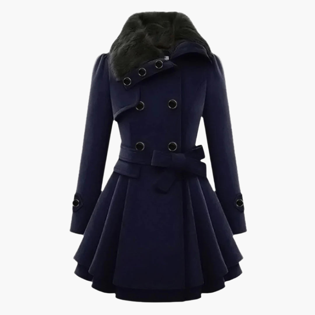 Manteau d'Hiver Long Élégant à Col Fourrure pour Femme, Style Tendance et Chaud