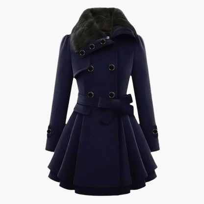 Manteau d'Hiver Long Élégant à Col Fourrure pour Femme, Style Tendance et Chaud