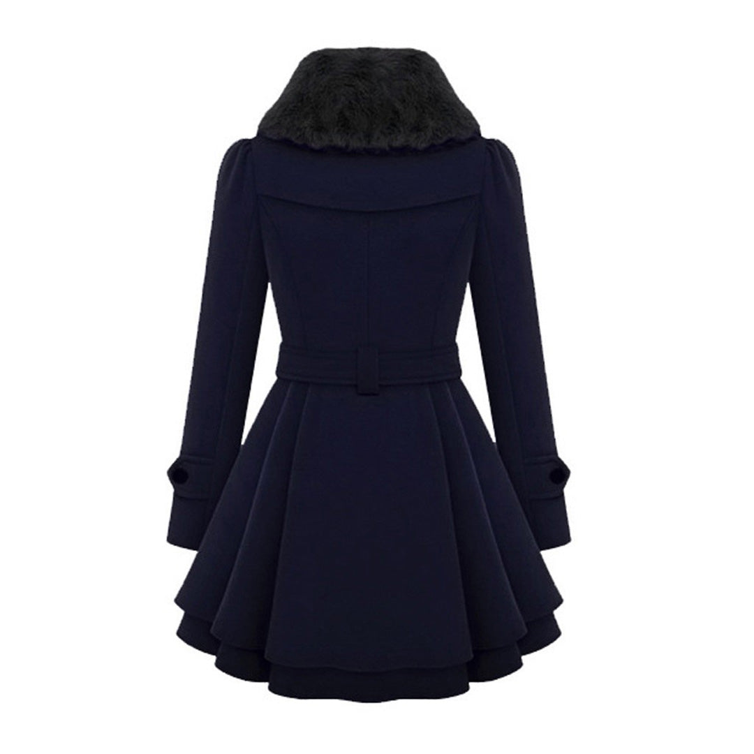 Manteau d'Hiver Long Élégant à Col Fourrure pour Femme, Style Tendance et Chaud