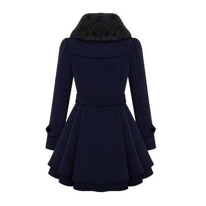 Manteau d'Hiver Long Élégant à Col Fourrure pour Femme, Style Tendance et Chaud