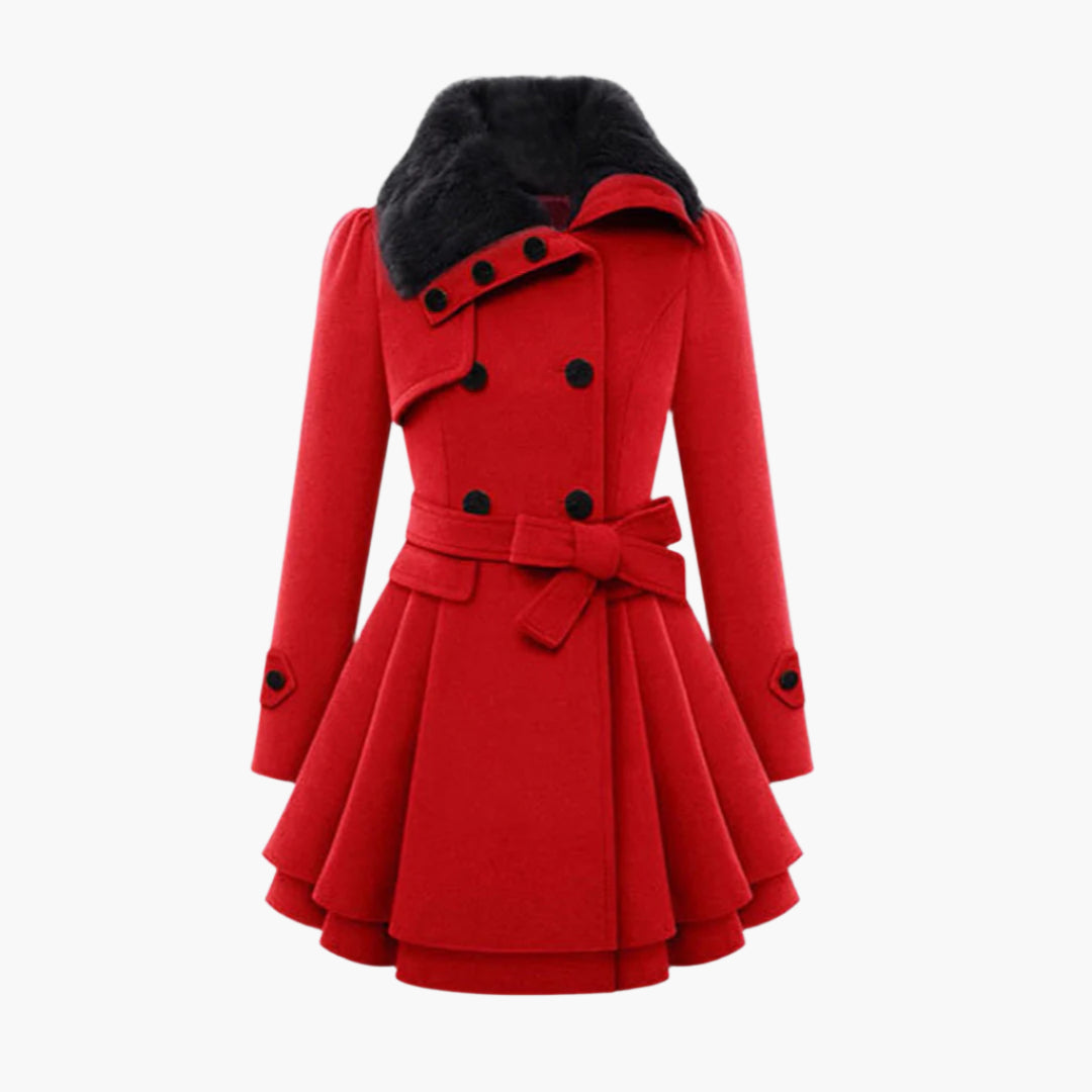 Manteau d'Hiver Long Élégant à Col Fourrure pour Femme, Style Tendance et Chaud