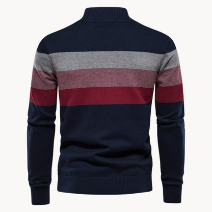 Pull à fermeture éclair quart pour homme – Style rayé chic et polyvalence quotidienne