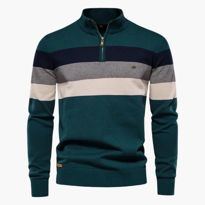 Pull à fermeture éclair quart pour homme – Style rayé chic et polyvalence quotidienne
