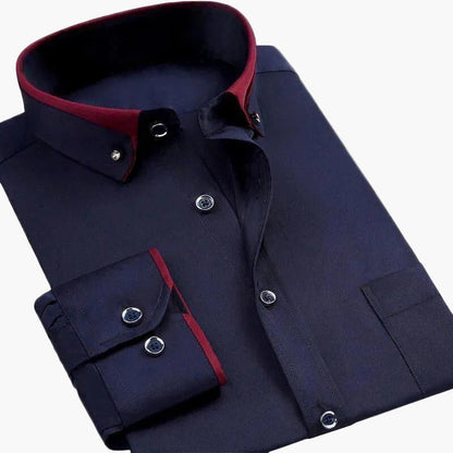 Camisa de vestir para hombre estilo lujo con cuello contrastado – Elegancia profesional y para la noche
