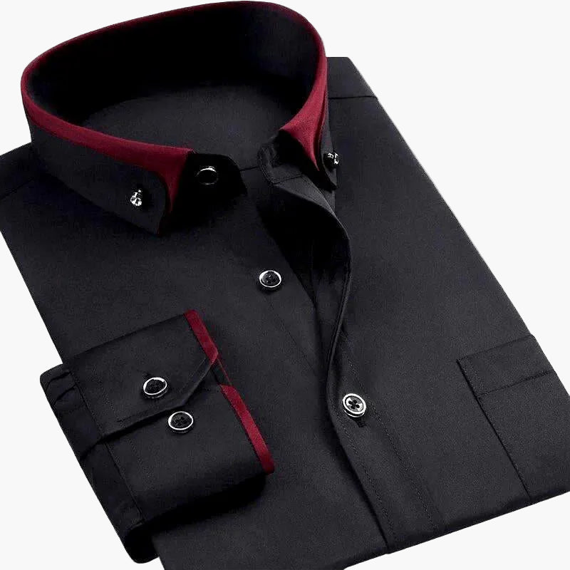 Camisa de vestir para hombre estilo lujo con cuello contrastado – Elegancia profesional y para la noche